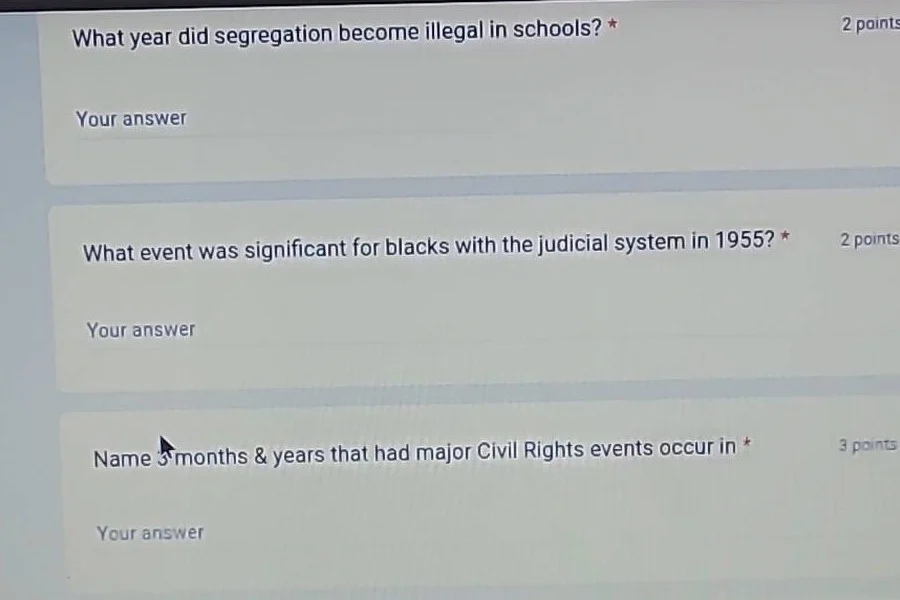 what year did segregation become illegal in schools? * your answer what…