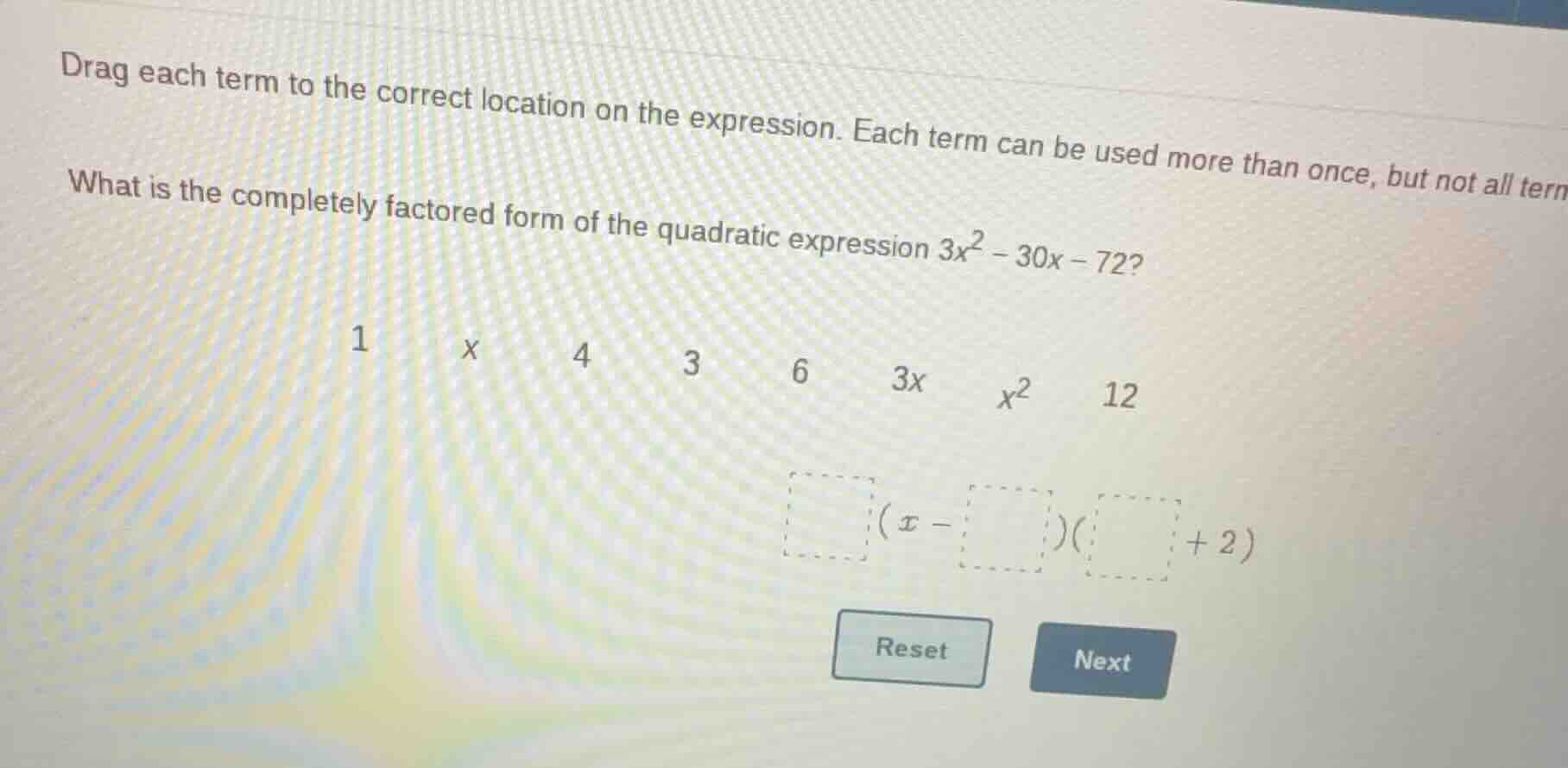 drag each term to the correct location on the expression. each term can…