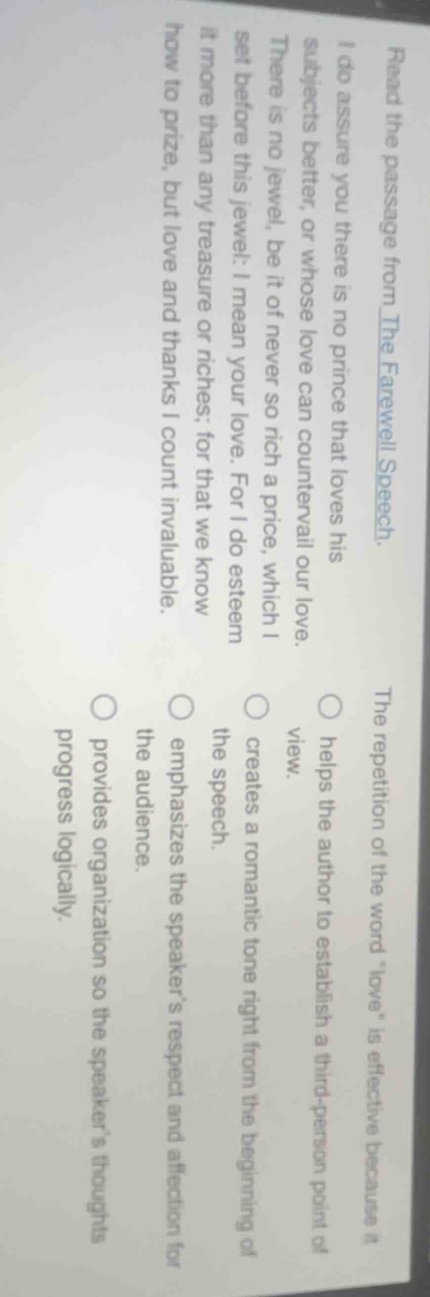 read the passage from the farewell speech. i do assure you there is no …