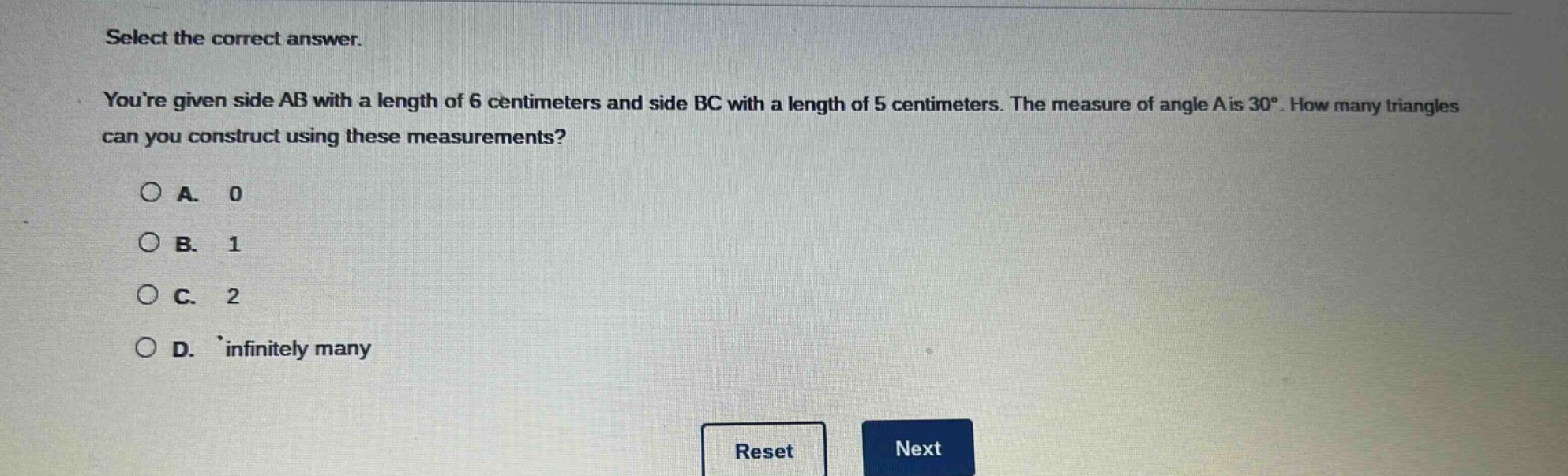 select the correct answer. youre given side ab with a length of 6 centi…