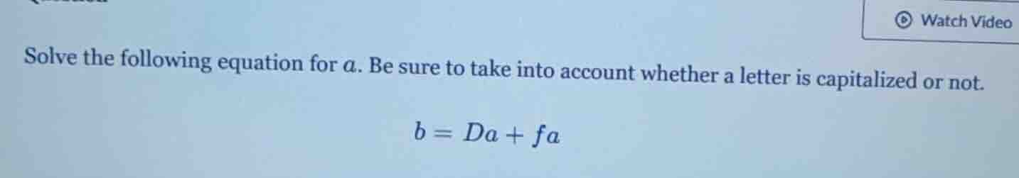 solve the following equation for a. be sure to take into account whethe…
