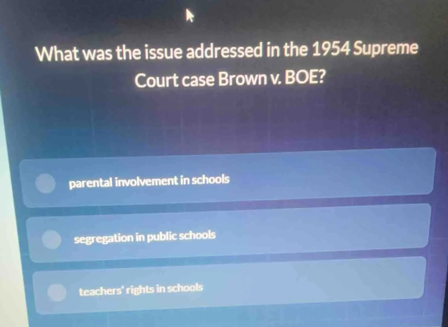 what was the issue addressed in the 1954 supreme court case brown v. bo…