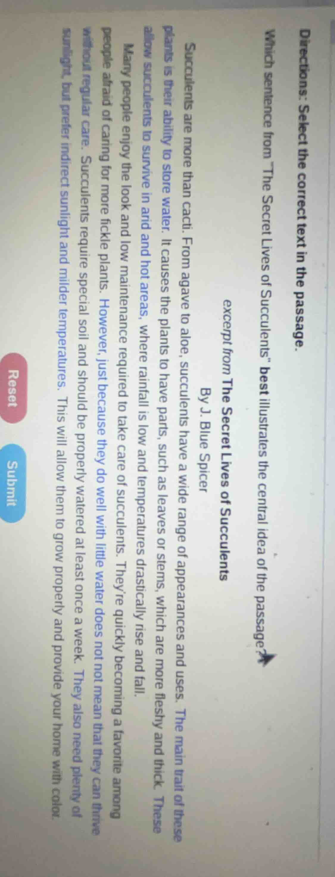 directions: select the correct text in the passage. which sentence from…