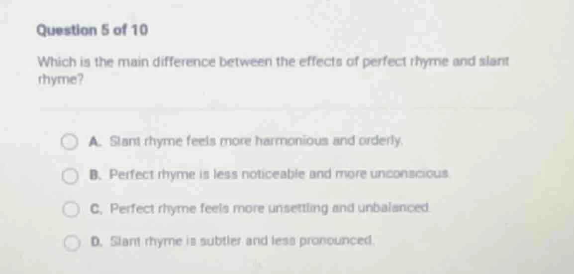 question 5 of 10 which is the main difference between the effects of pe…