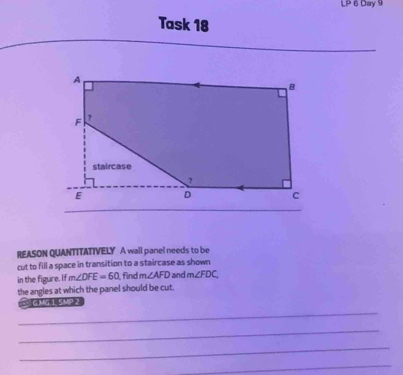 lp 6 day 9 task 18 reason quantitatively a wall panel needs to be cut t…