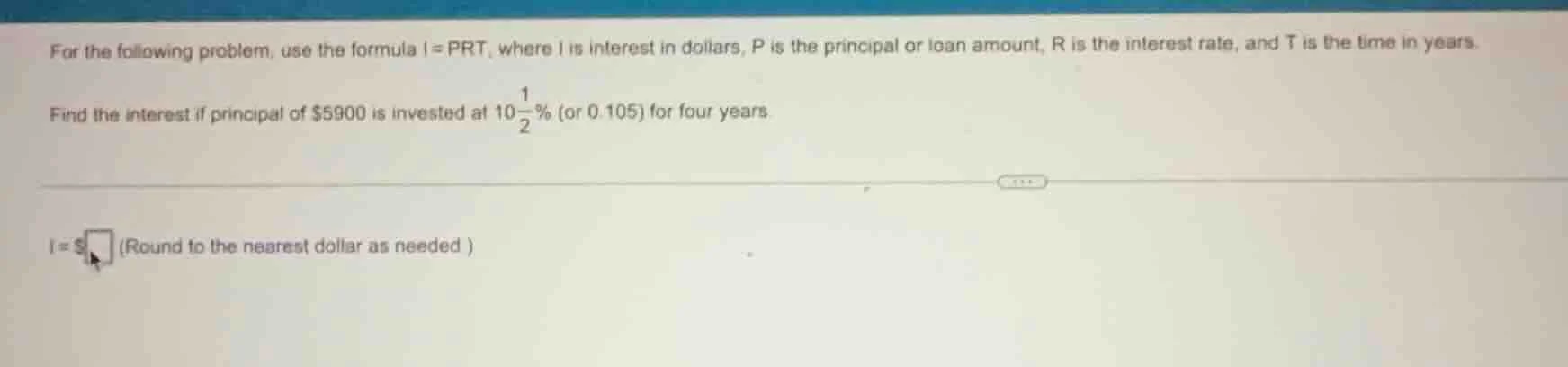 for the following problem, use the formula $i = prt$, where $i$ is inte…