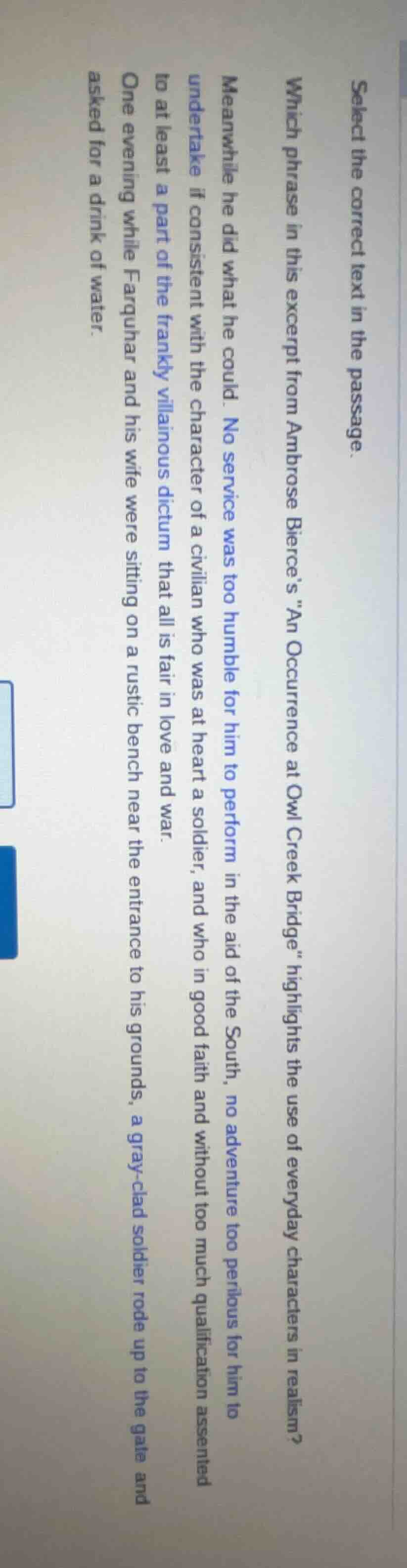 select the correct text in the passage. which phrase in this excerpt fr…