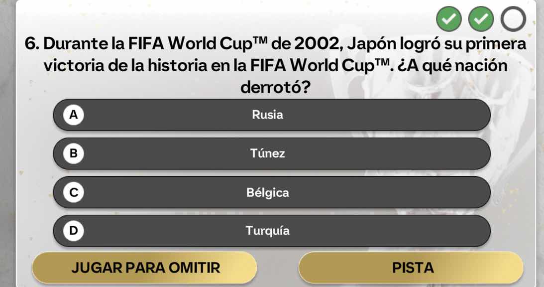 6. durante la fifa world cup™ de 2002, japón logró su primera victoria …