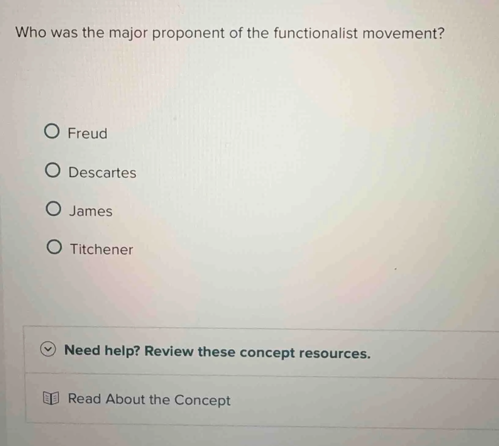 who was the major proponent of the functionalist movement? freud descar…