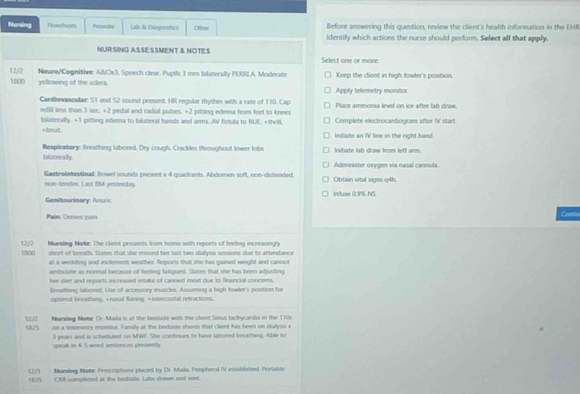 before answering this question, review the clients health information i…