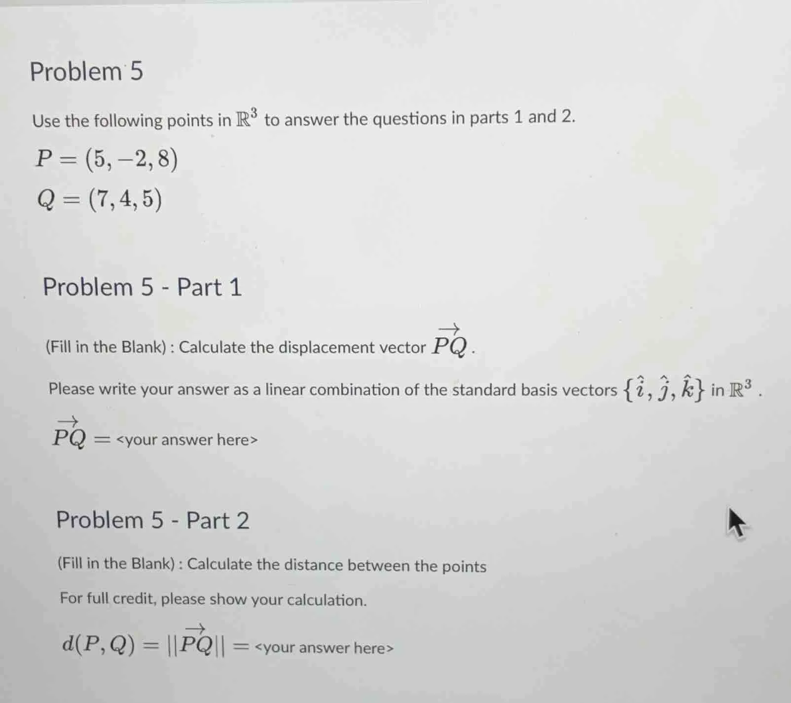 problem 5 use the following points in \\(\\mathbb{r}^3\\) to answer the…