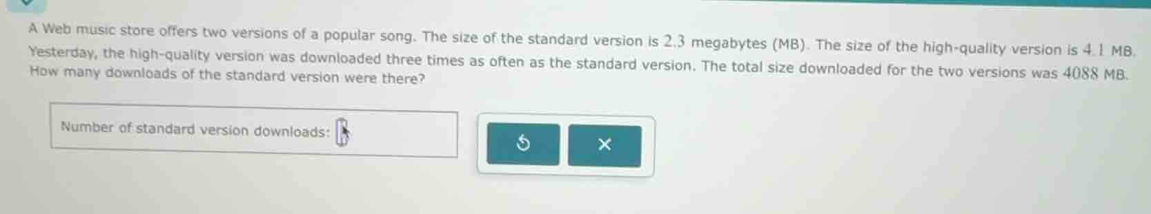 a web music store offers two versions of a popular song. the size of th…