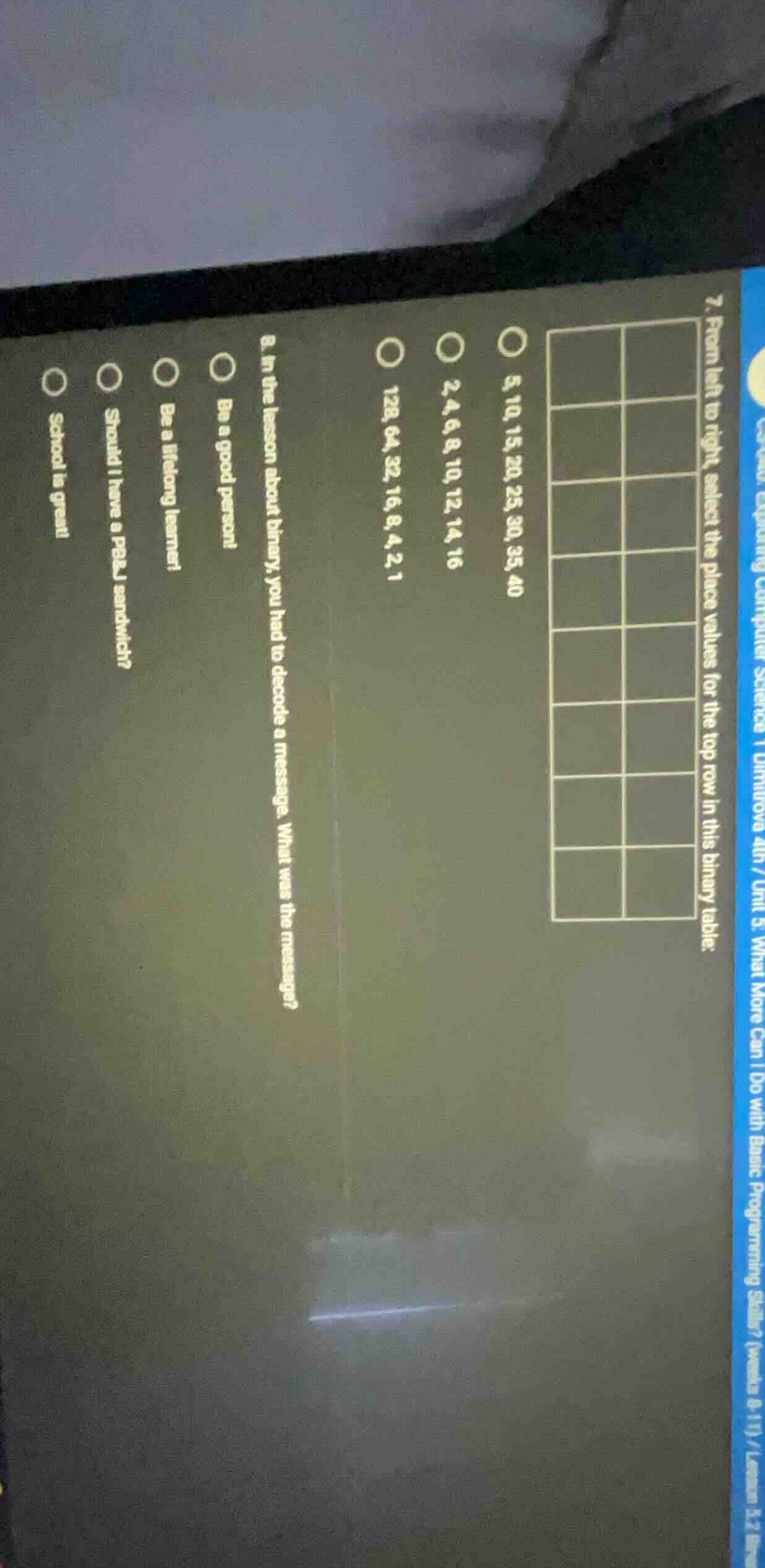 7. from left to right, select the place values for the top row in this …