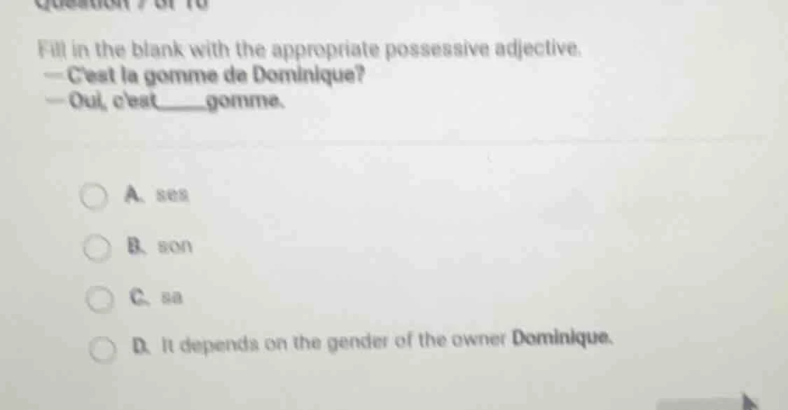 fill in the blank with the appropriate possessive adjective. — cest la …