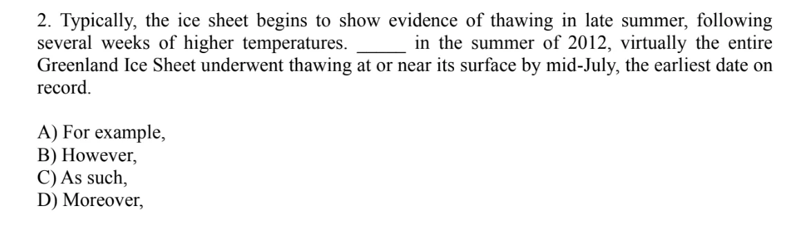 2. typically, the ice sheet begins to show evidence of thawing in late …