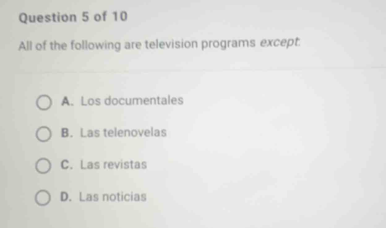 question 5 of 10 all of the following are television programs except a.…