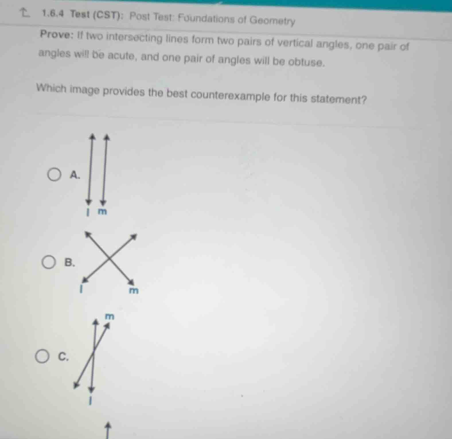 1.6.4 test (cst): post test: foundations of geometry prove: if two inte…