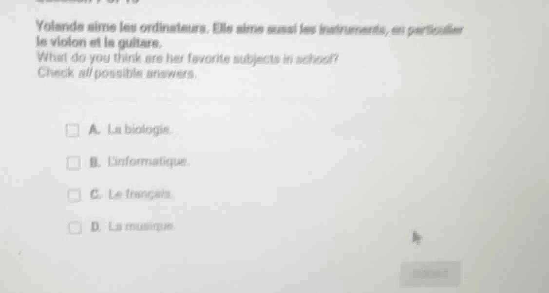 yolande aime les ordinateurs. elle aime aussi les instruments, en parti…