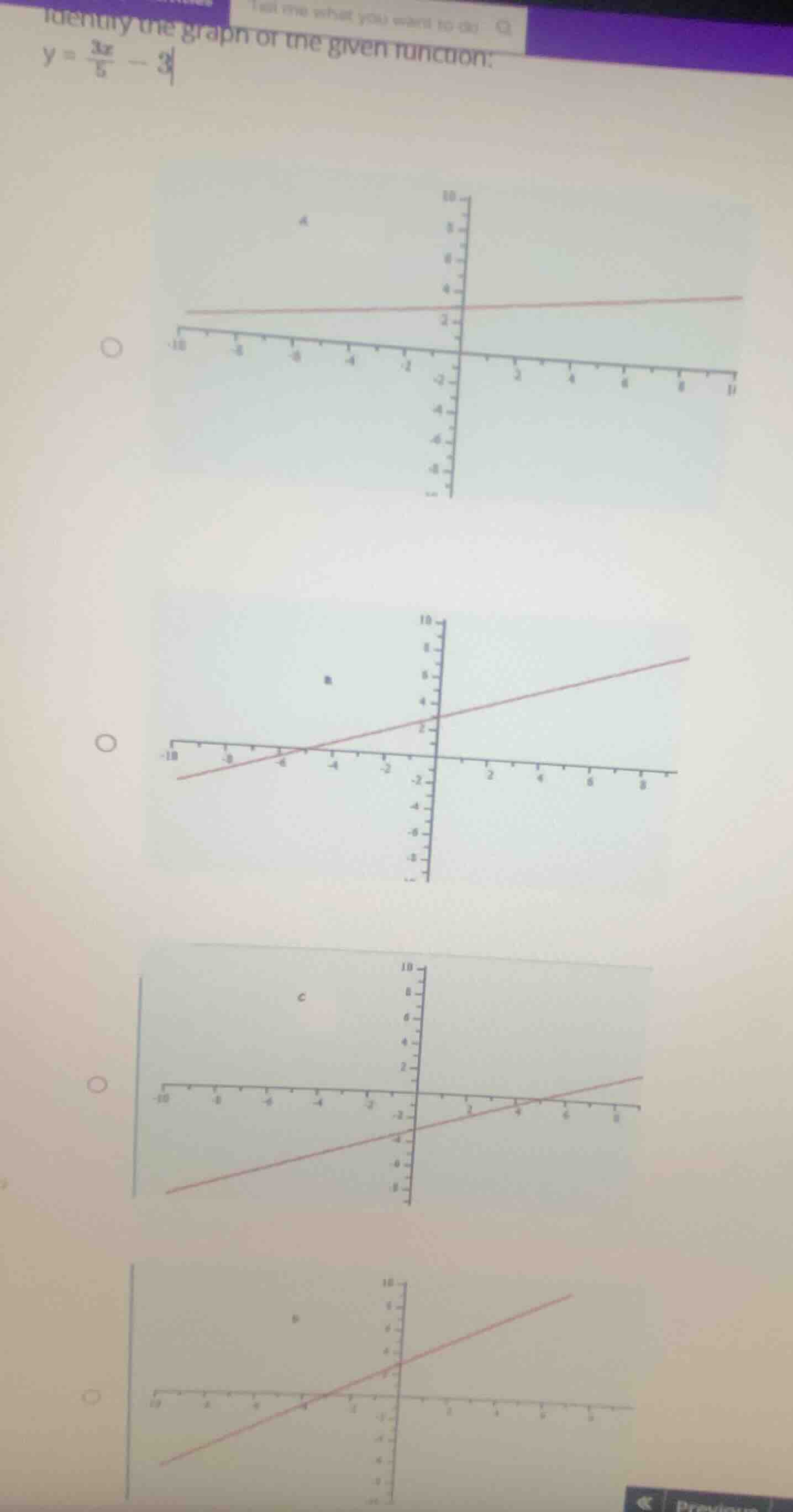 identify the graph of the given function: $y = \\frac{3x}{5} - 3$