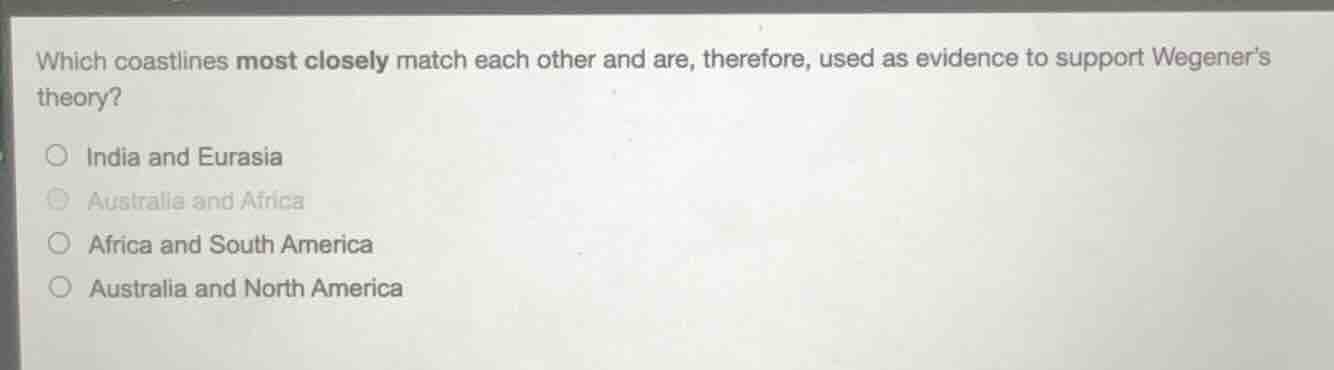 which coastlines most closely match each other and are, therefore, used…