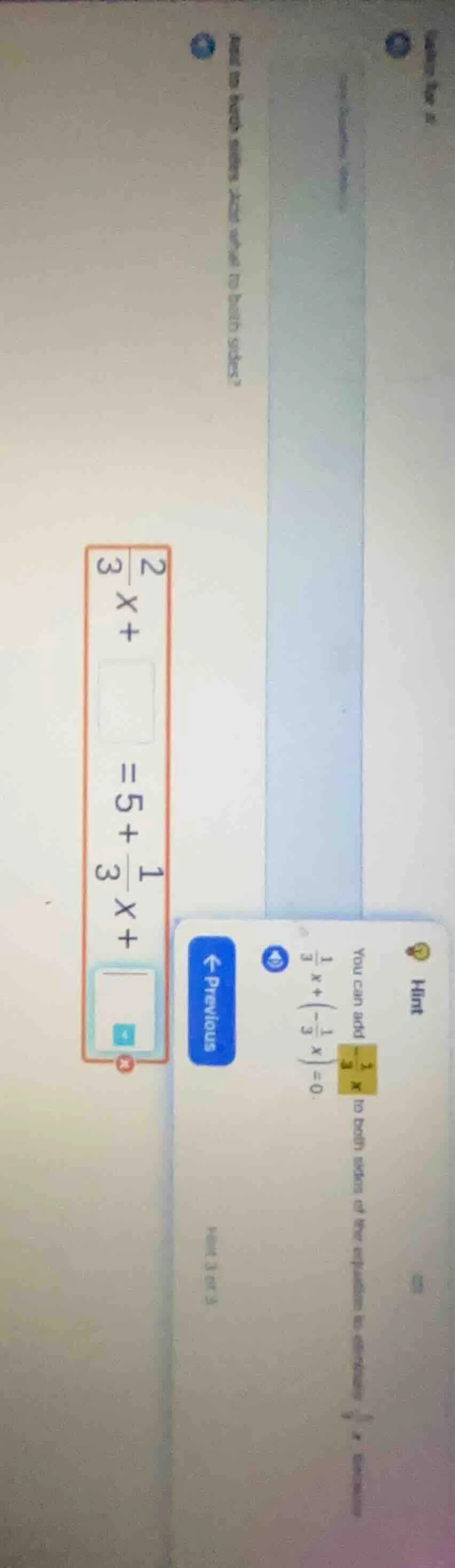 what is the number that you need to add to both sides? \\(\\frac{2}{3}x…