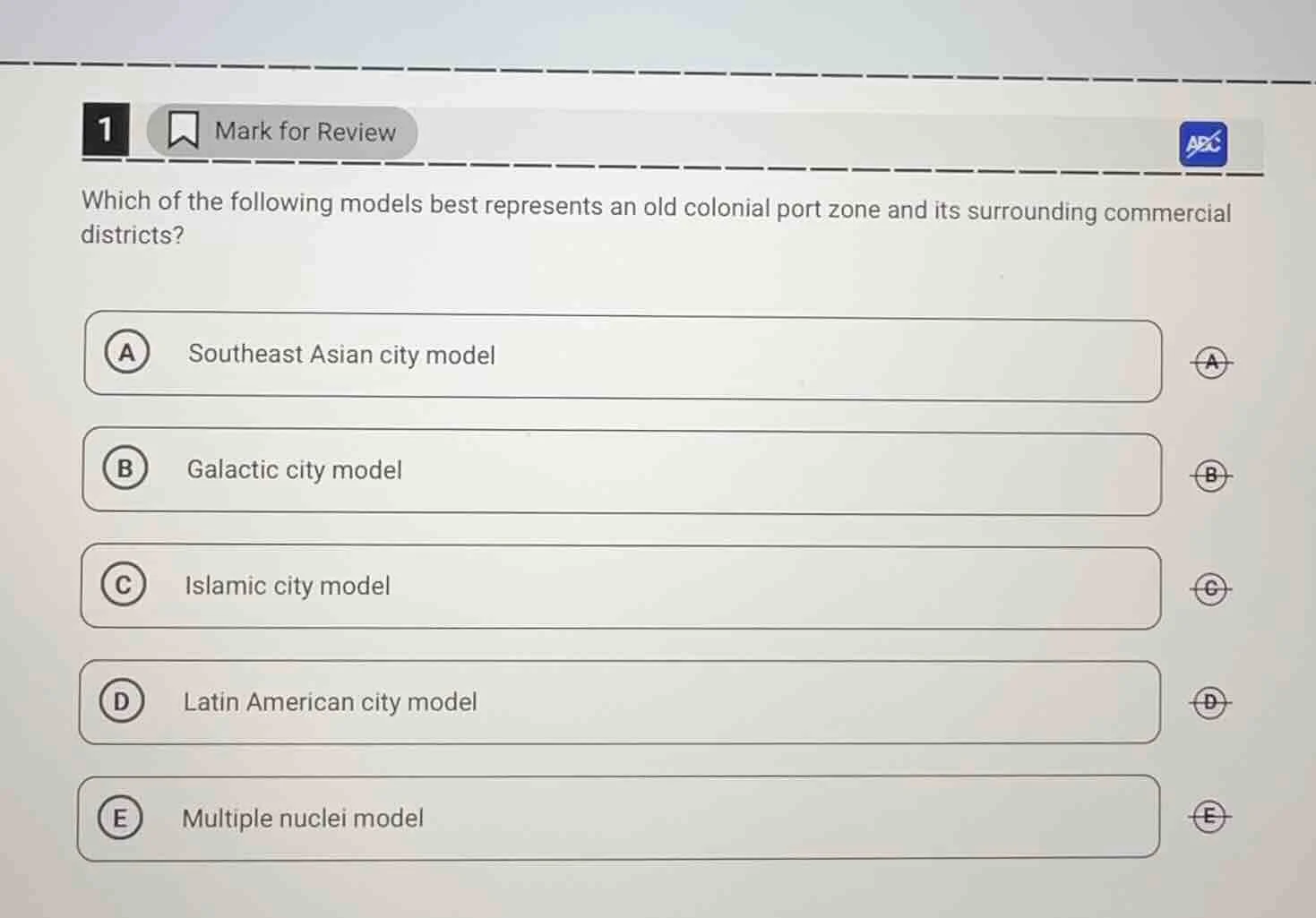 1 mark for review which of the following models best represents an old …