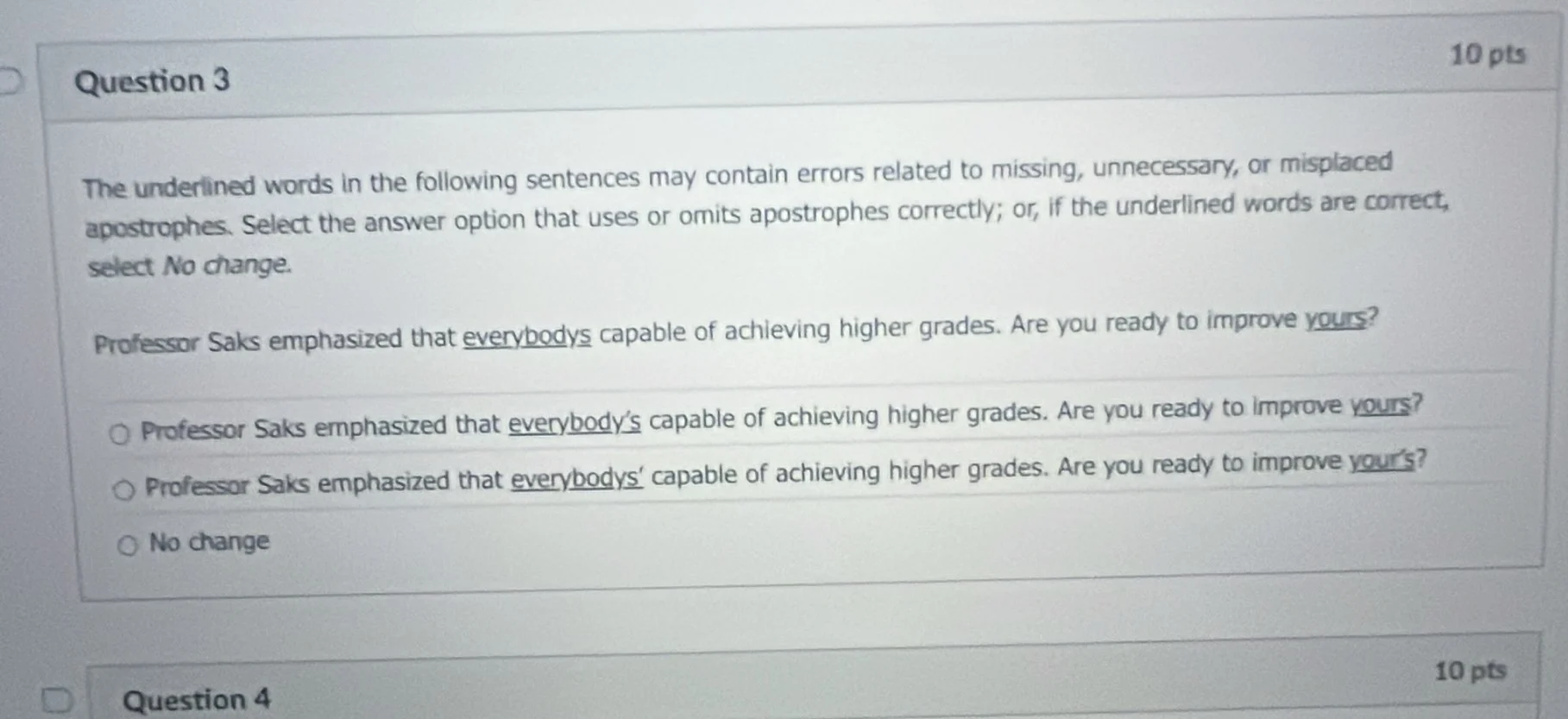 question 3 10 pts the underlined words in the following sentences may c…