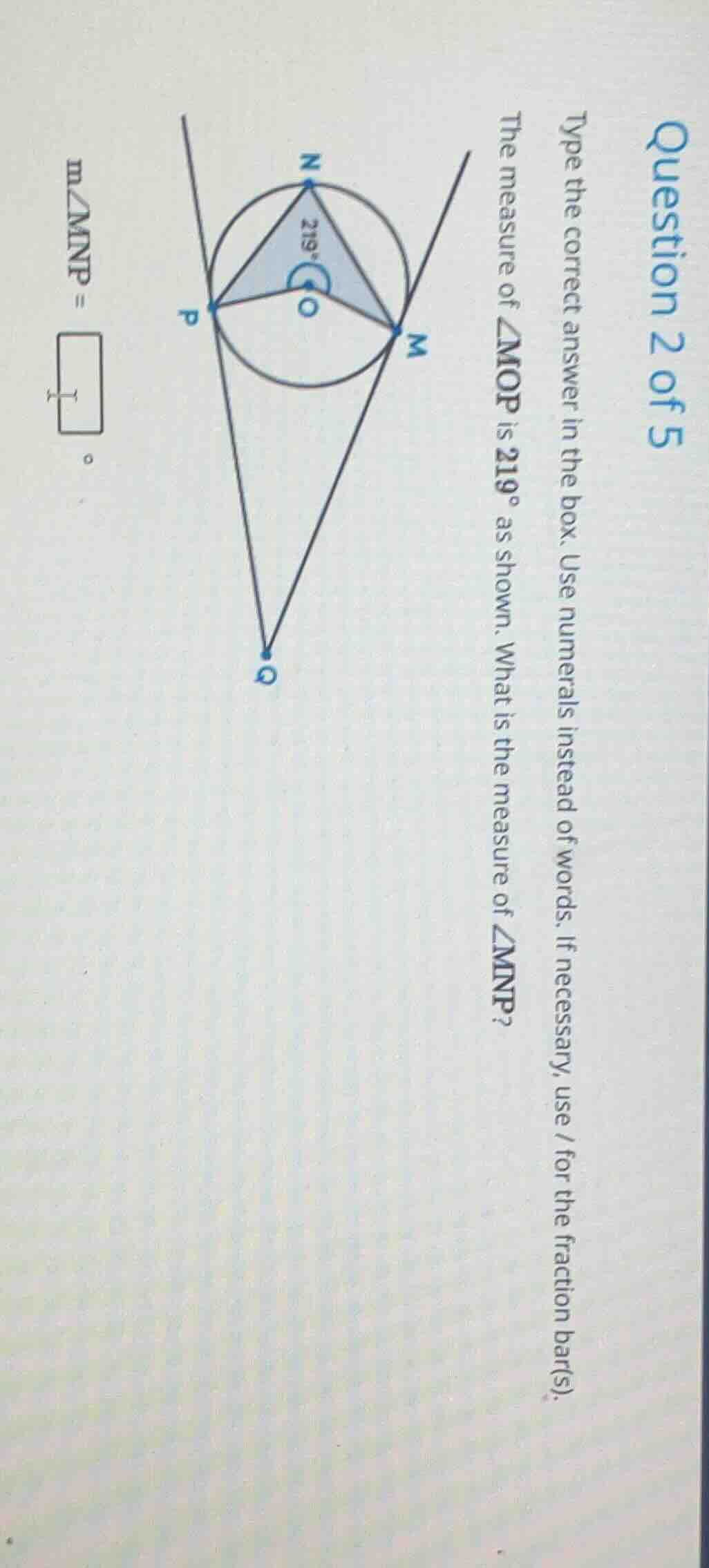question 2 of 5 type the correct answer in the box. use numerals instea…
