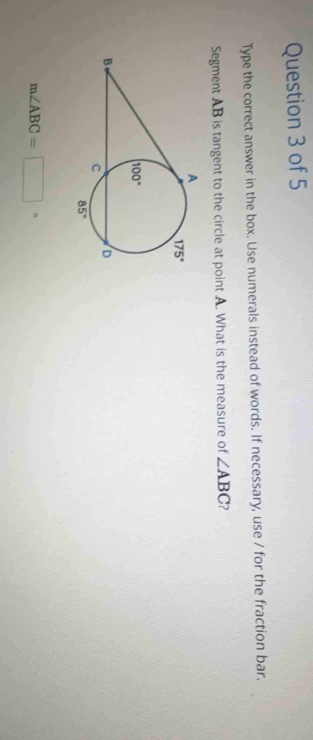 question 3 of 5 type the correct answer in the box. use numerals instea…