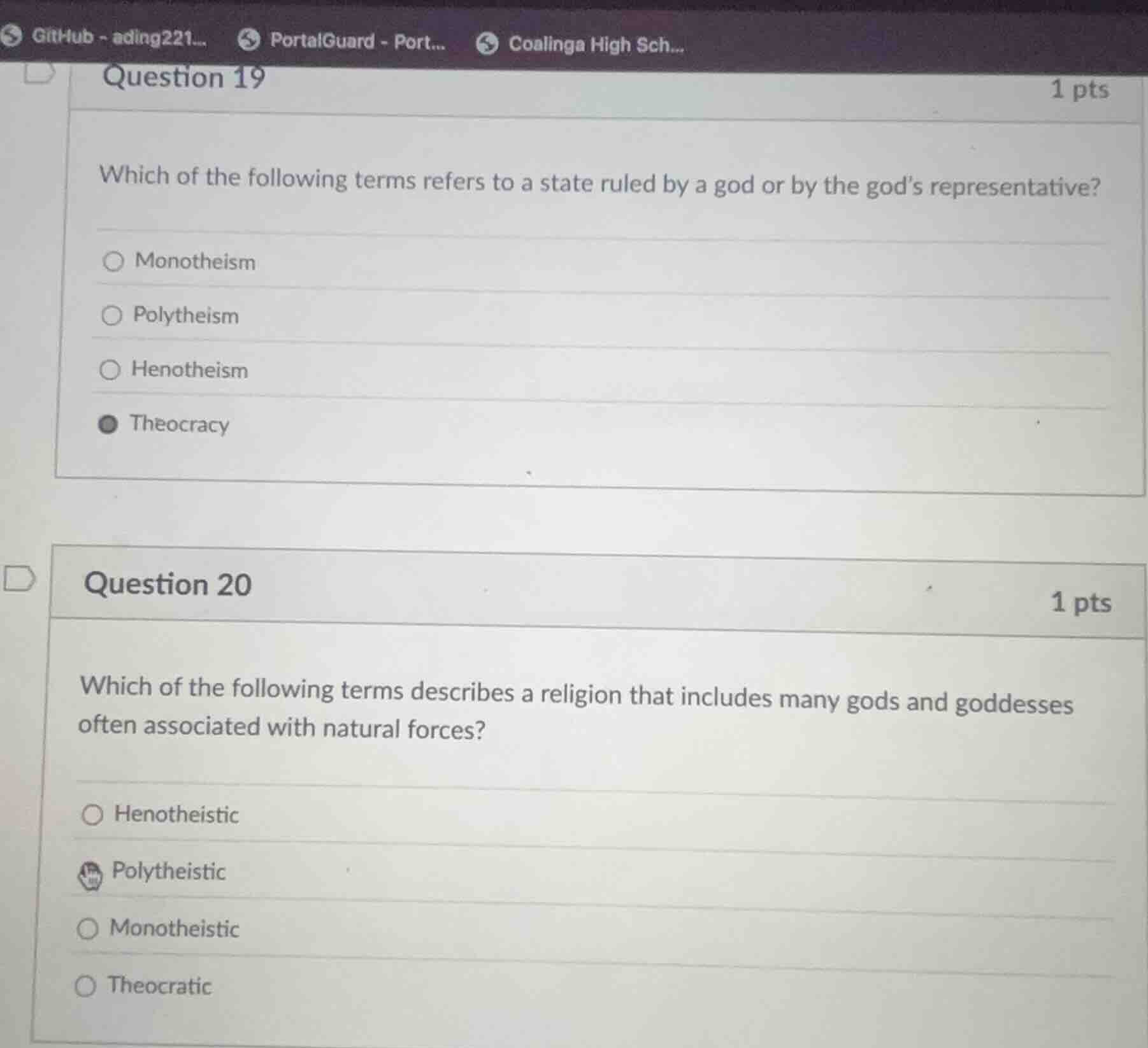 question 19 1 pts which of the following terms refers to a state ruled …