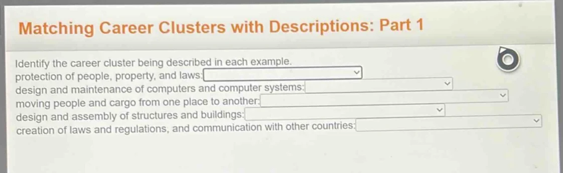 matching career clusters with descriptions: part 1 identify the career …