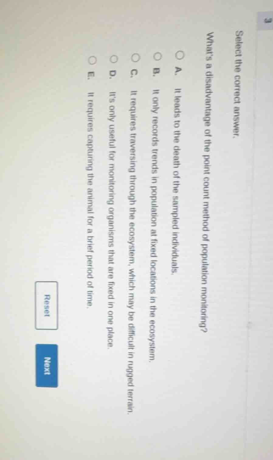 select the correct answer. what’s a disadvantage of the point count met…