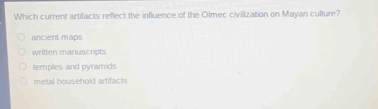 which current artifacts reflect the influence of the olmec civilization…