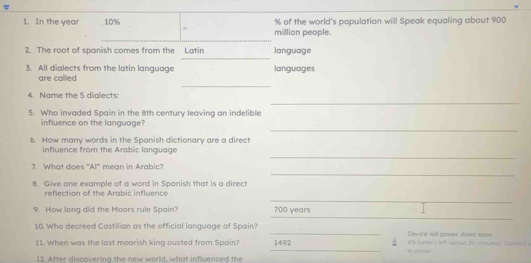 1. in the year 10% % of the world’s population will speak equaling abou…