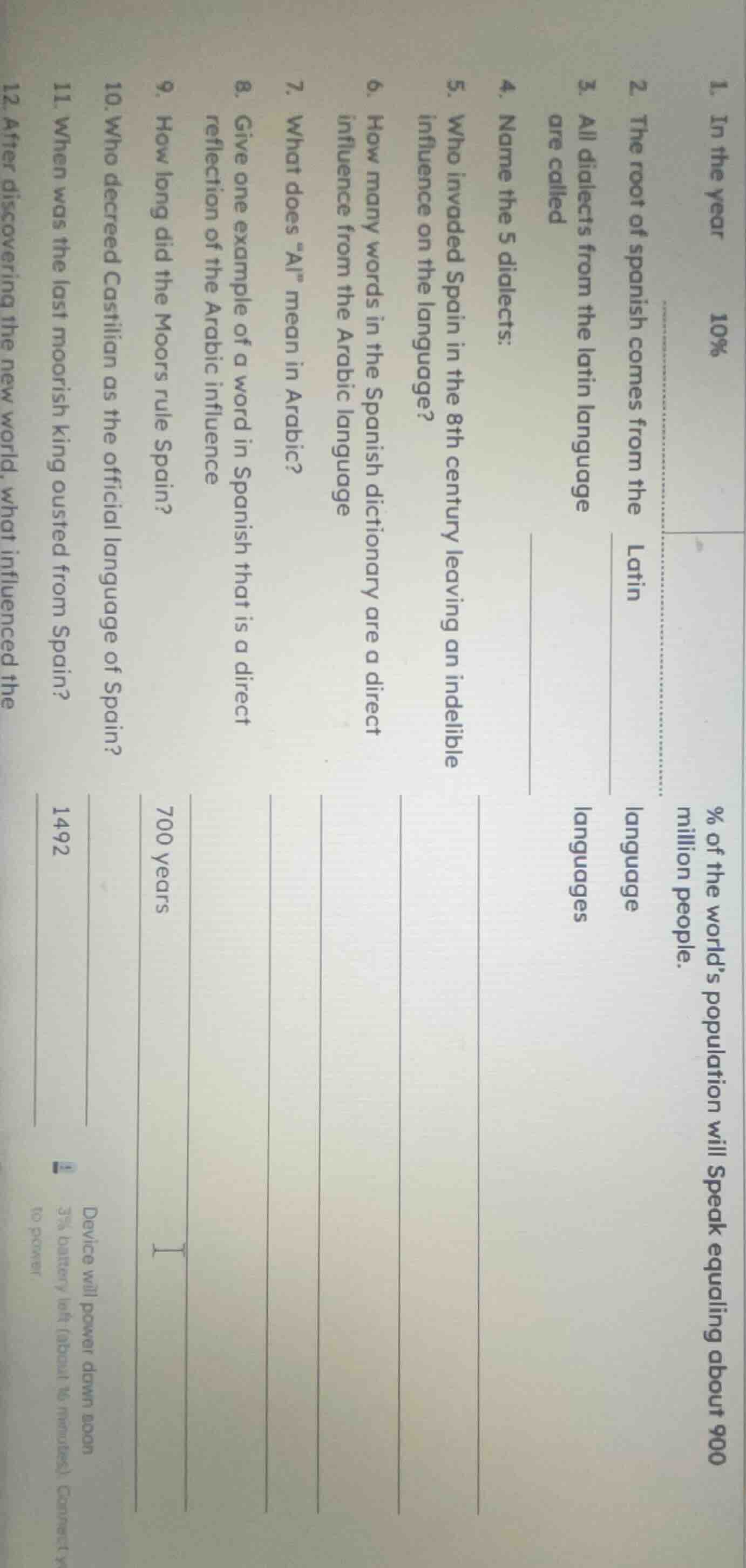 1. in the year 10% of the world’s population will speak equaling about …