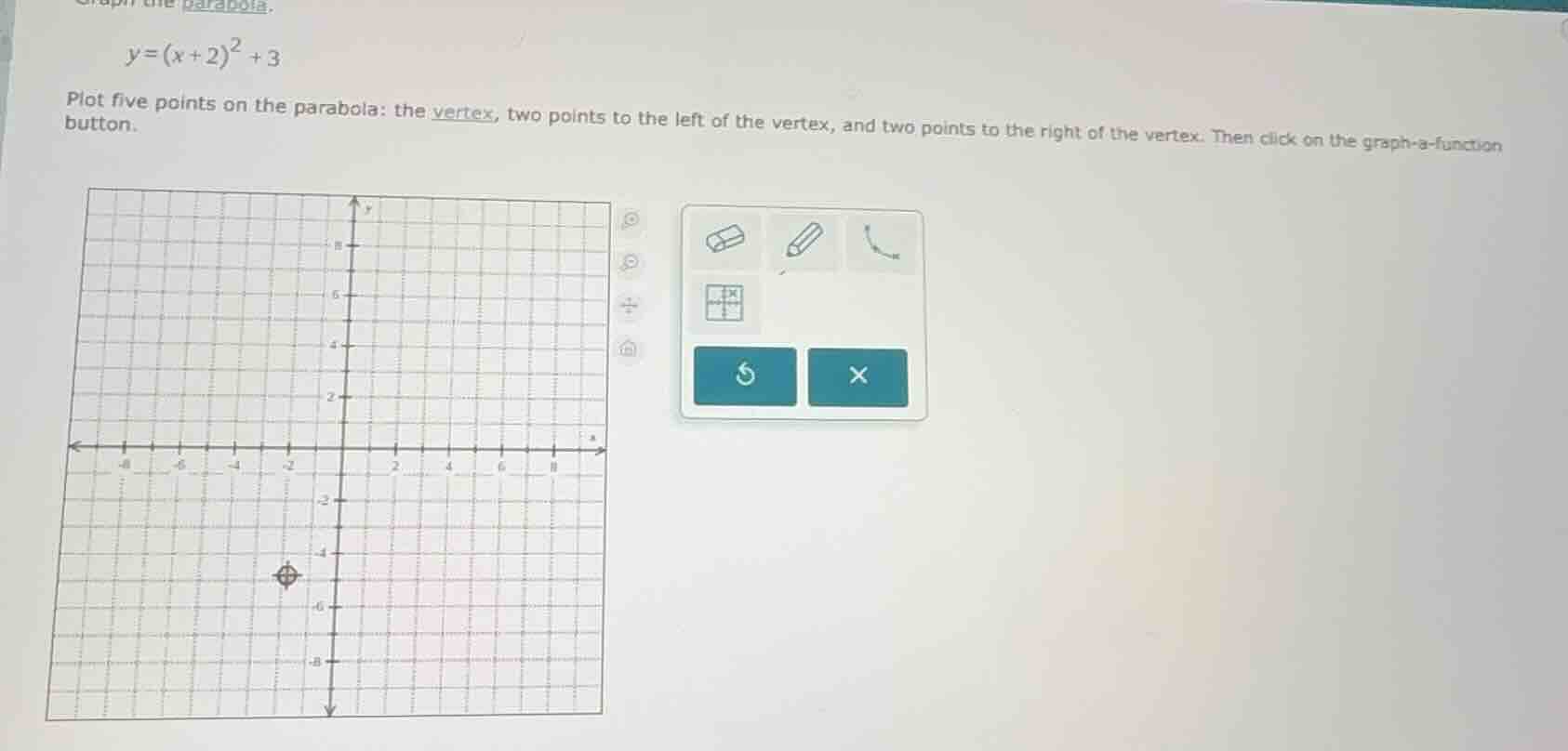 graph the parabola. $y=(x + 2)^2 + 3$ plot five points on the parabola:…