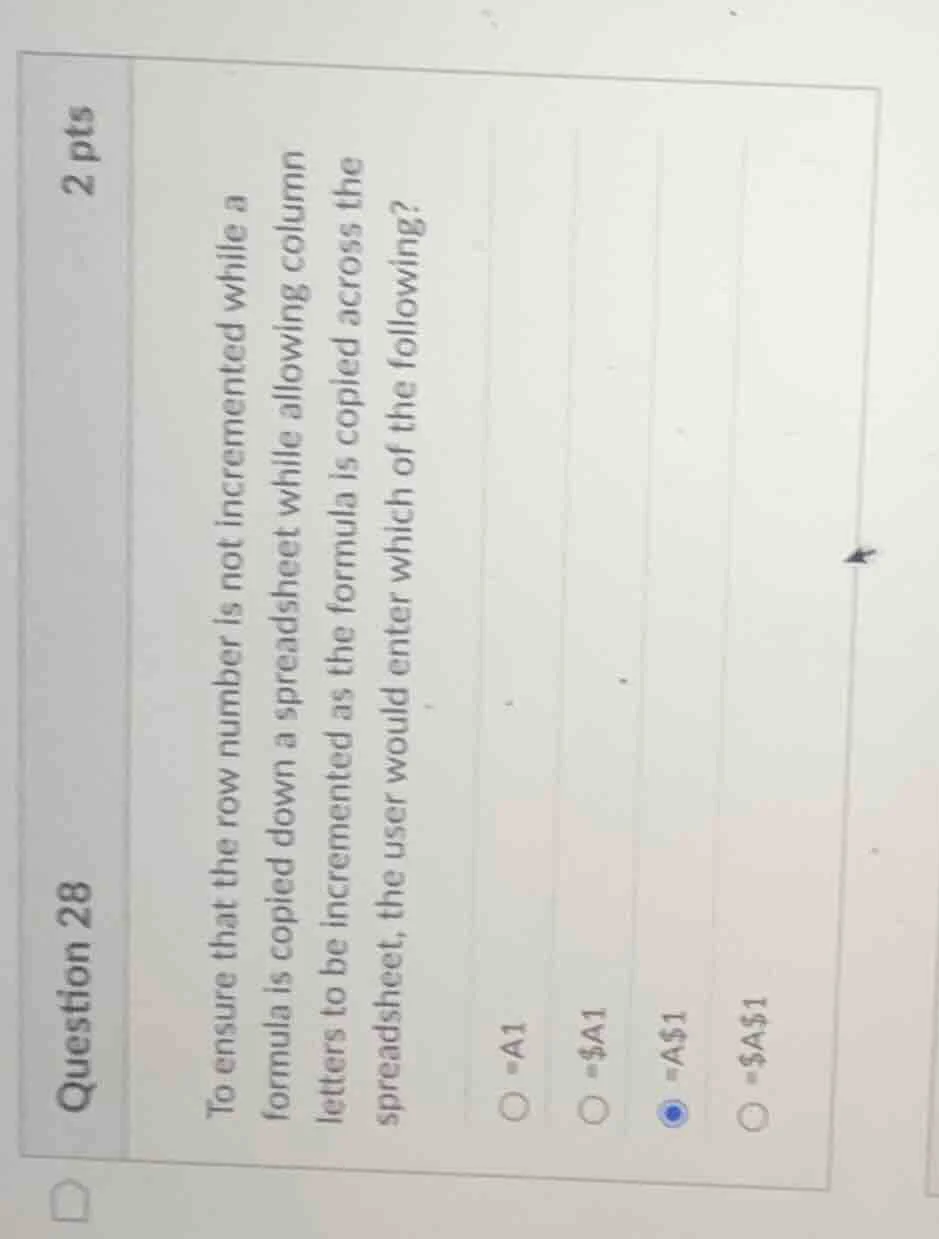 question 28 2 pts to ensure that the row number is not incremented whil…