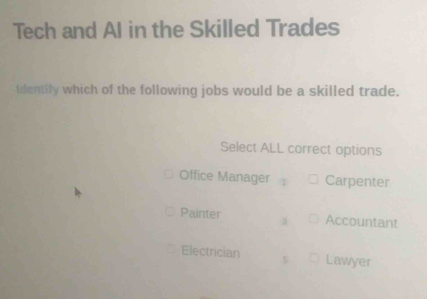 tech and ai in the skilled trades identify which of the following jobs …