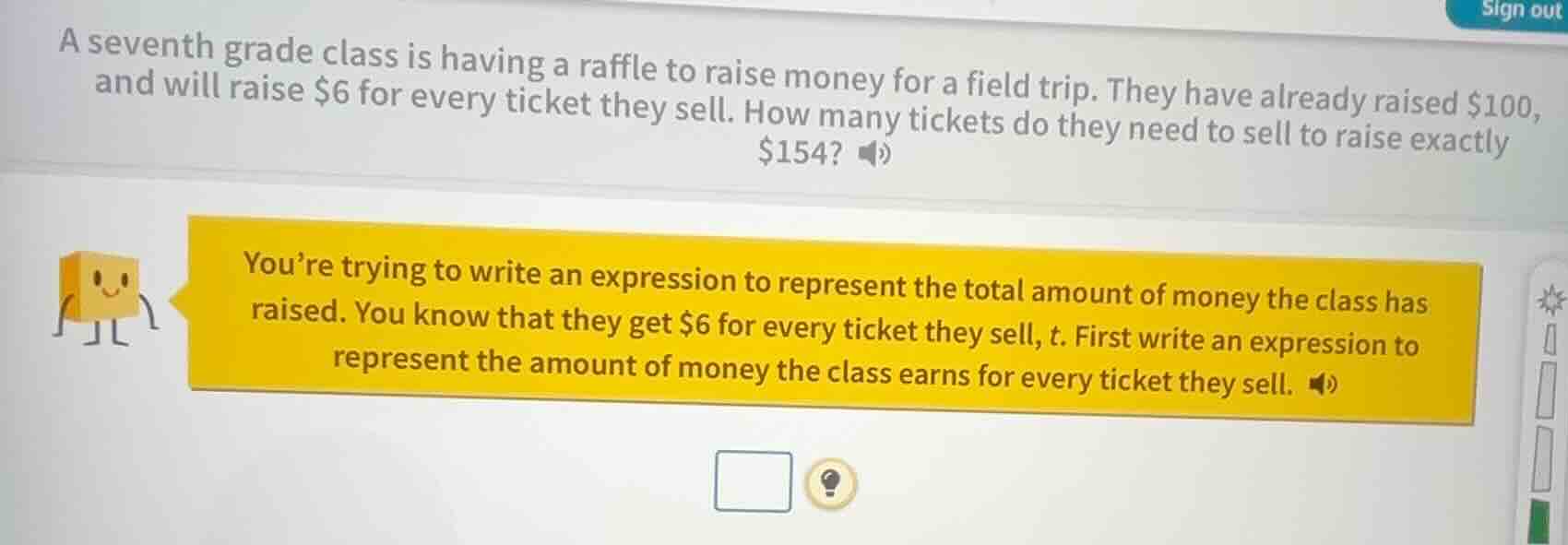 a seventh grade class is having a raffle to raise money for a field tri…