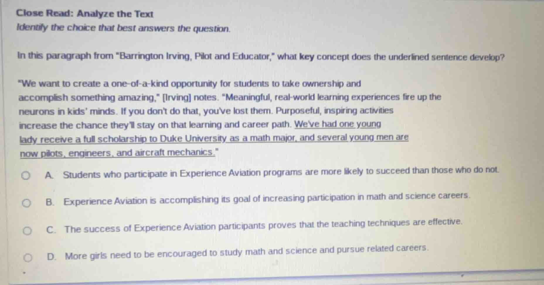 close read: analyze the text identify the choice that best answers the …