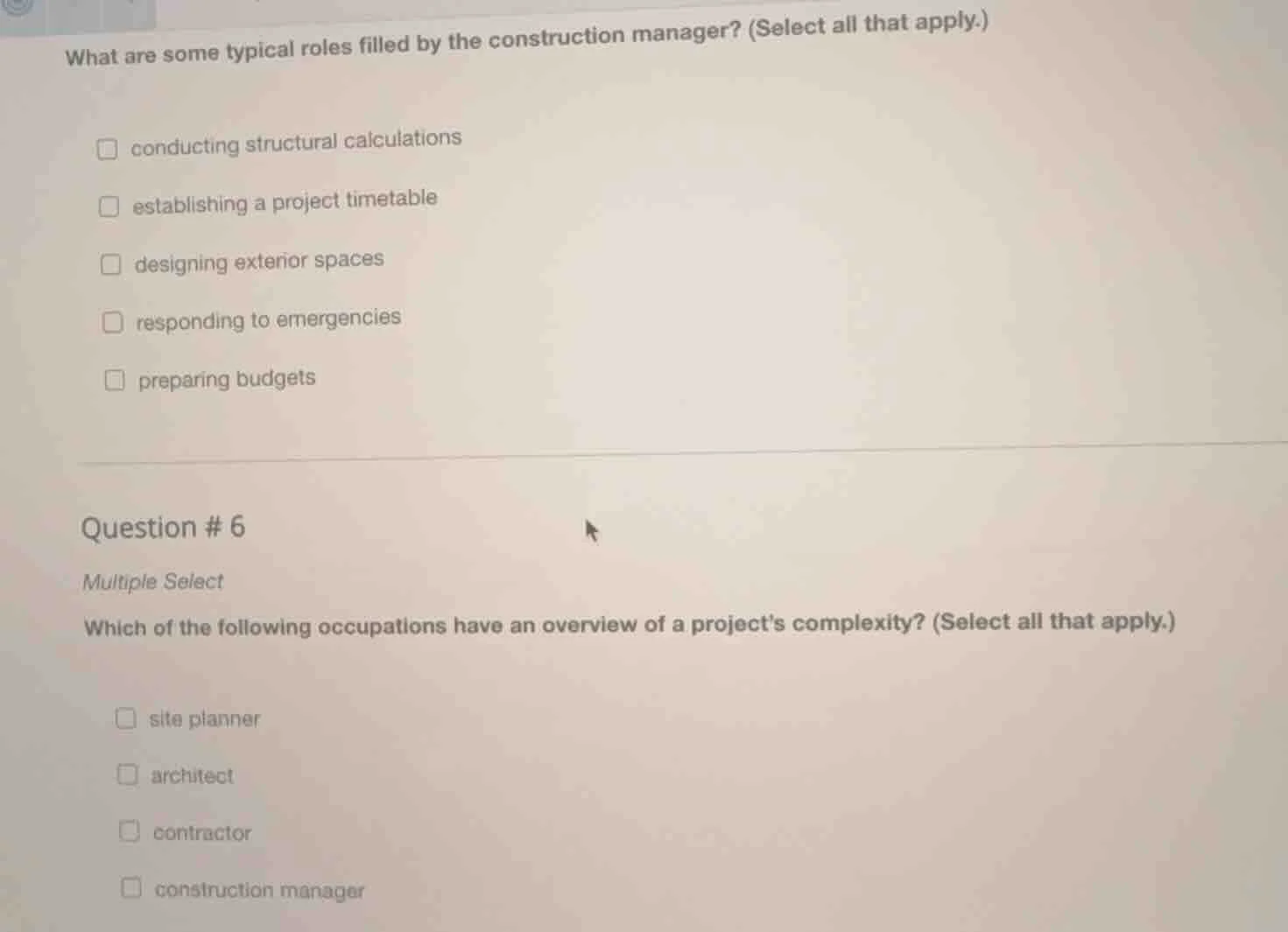 what are some typical roles filled by the construction manager? (select…