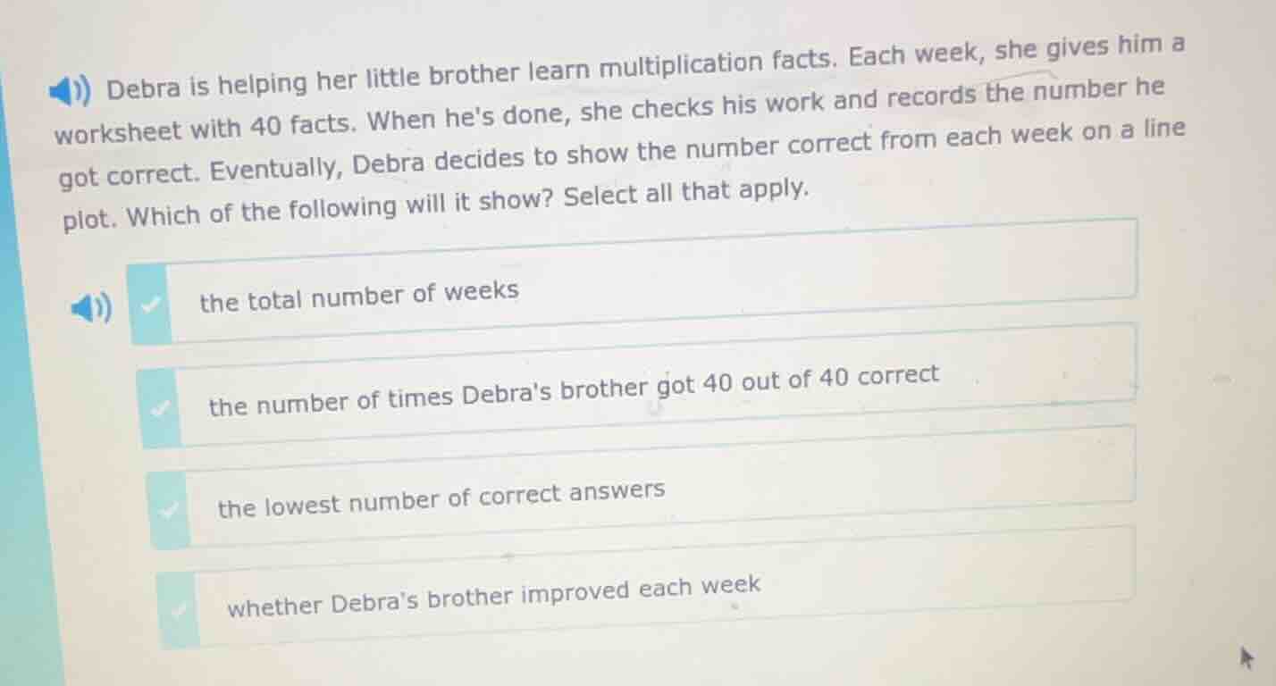 debra is helping her little brother learn multiplication facts. each we…