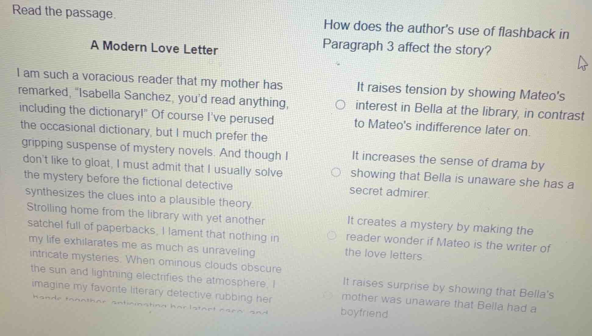 read the passage. a modern love letter i am such a voracious reader tha…