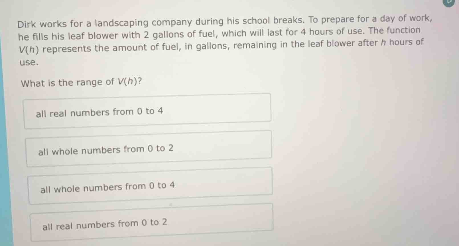 dirk works for a landscaping company during his school breaks. to prepa…