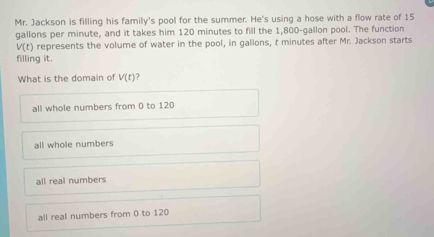 mr. jackson is filling his familys pool for the summer. hes using a hos…
