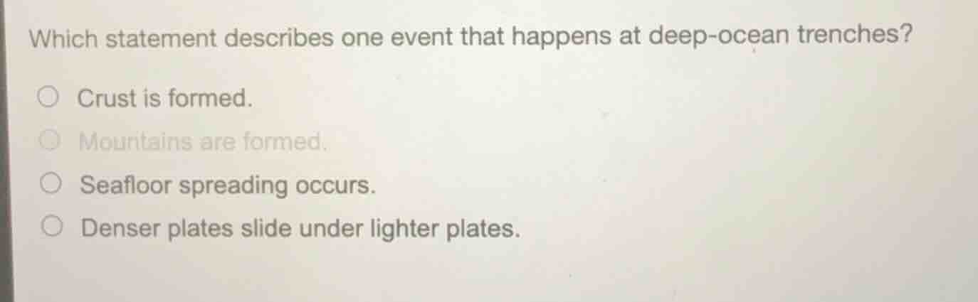 which statement describes one event that happens at deep-ocean trenches…