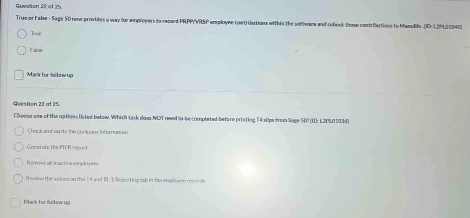 question 22 of 25. true or false - sage 50 now provides a way for emplo…