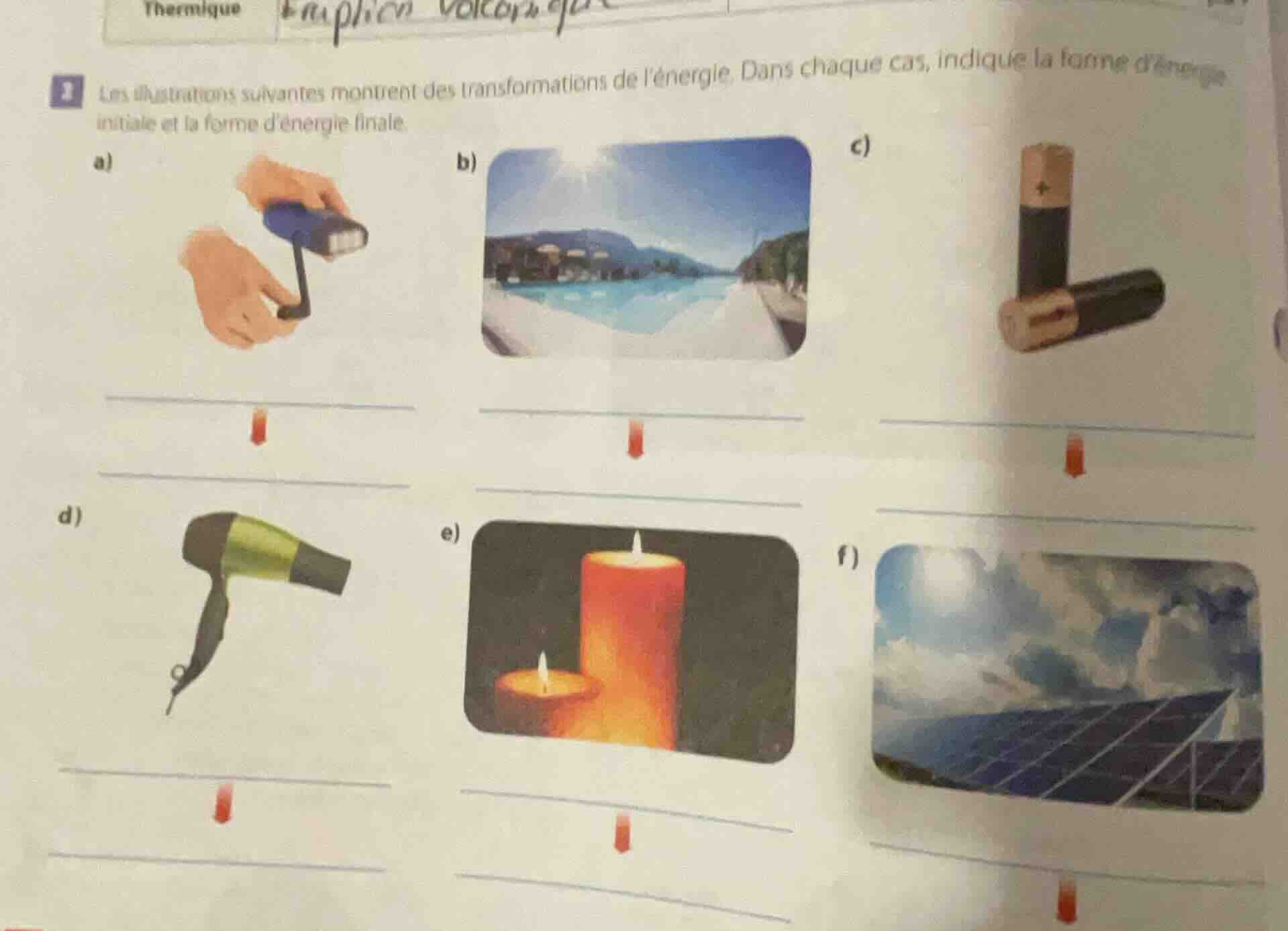 thermique 1 les illustrations suivantes montrent des transformations de…