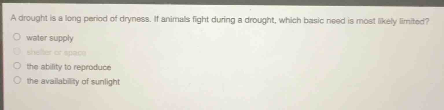 a drought is a long period of dryness. if animals fight during a drough…
