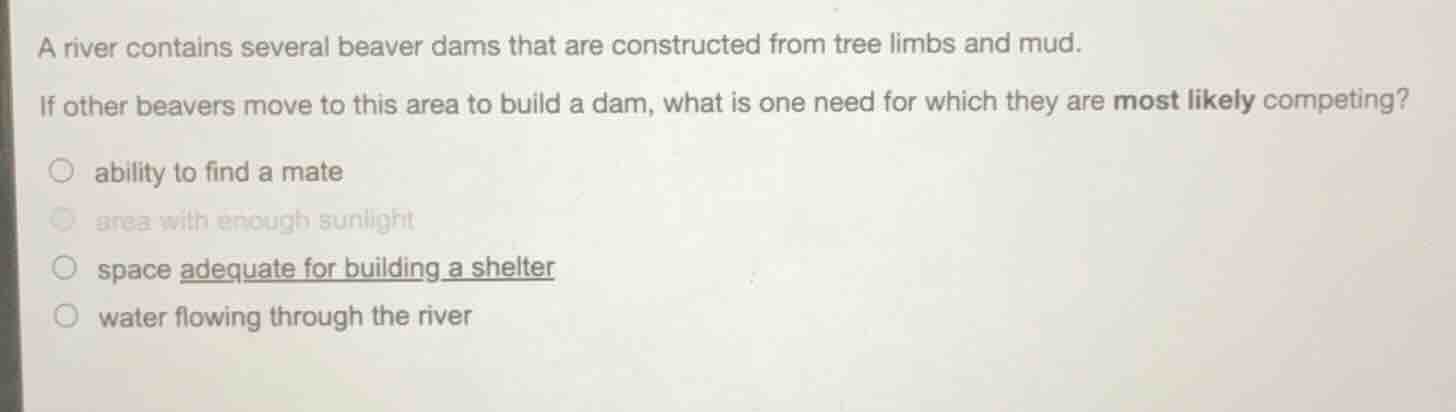 a river contains several beaver dams that are constructed from tree lim…
